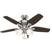 Hunter 51095 Channing 44" Indoor Brushed Nickel Ceiling Fan with Light Kit